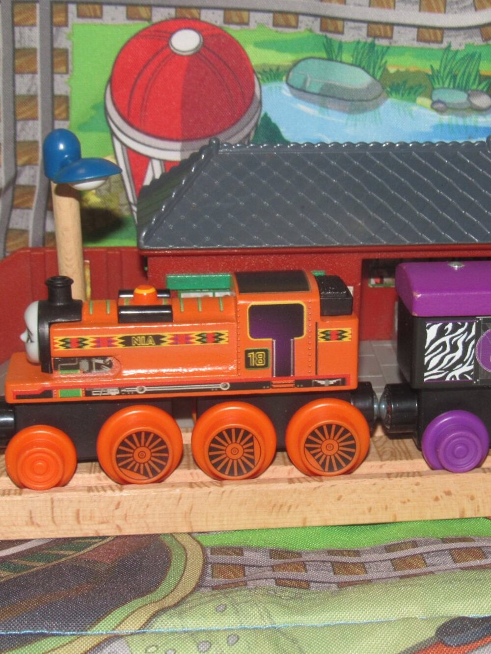 RARE Thomas Wooden Railway Train Track Engine Nia Elephant Freight Boxcar